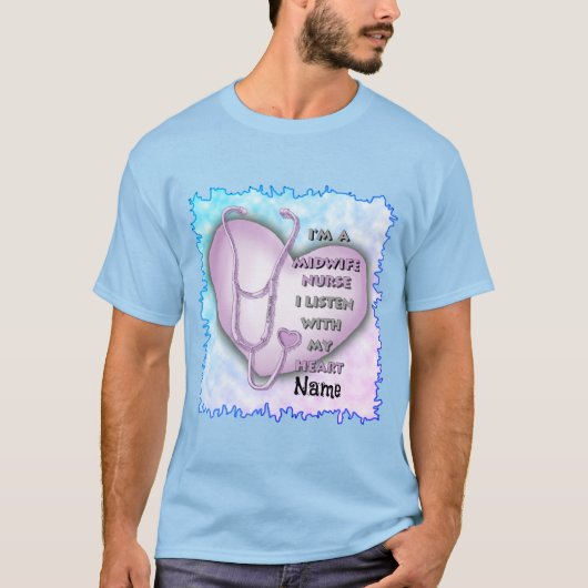 Paarse Hart vroedvrouw verpleegster T-shirt (Voorkant)