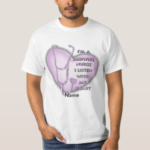 Paarse Hart vroedvrouw verpleegster T-shirt