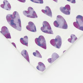 Paarse hart waterverf fleece deken (Hoek)