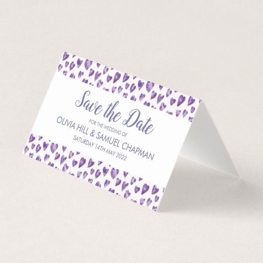 Paarse hart waterverf kaart (Voorkant)