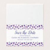 Paarse hart waterverf kaart (Buitenkant ongevouwen)