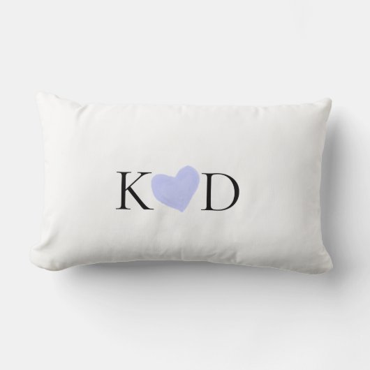 Paarse hart waterverf pastel koppel naam letter kussen (Voorkant)