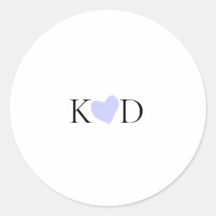 Paarse hart waterverf pastel koppel naam letter  ronde sticker
