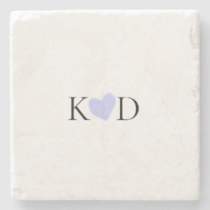 Paarse hart waterverf pastel koppel naam letter stenen onderzetter