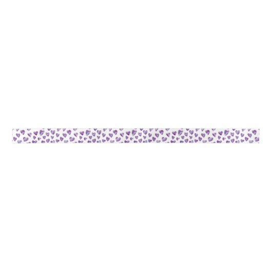 Paarse hart waterverf satijnen lint (Voorkant)