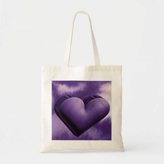 Paarse Hart Waterverf Valentijn Gift Canvas tas (Voorkant)