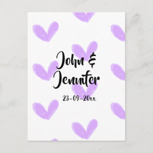 Paarse hart waterverf valentijnsdag stel naam da briefkaart