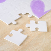 Paarse hart waterverf valentijnsdag stel naam da legpuzzel (Zijkant)