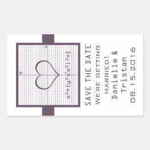 Paarse Hart Wiskunde Grafiek Bewaar de Datum Stick Rechthoekige Sticker