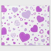 Paarse hart witte achtergrond cadeaupapier (Vlak)