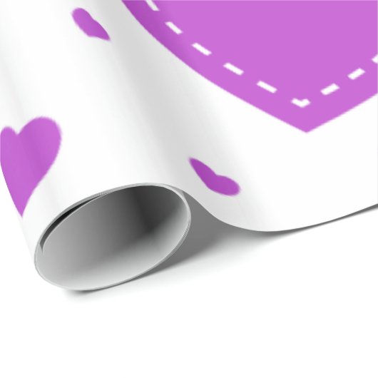 Paarse hart witte achtergrond cadeaupapier (Rol Hoek)