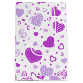 Paarse hart witte achtergrond medium cadeauzakje (Achterkant)