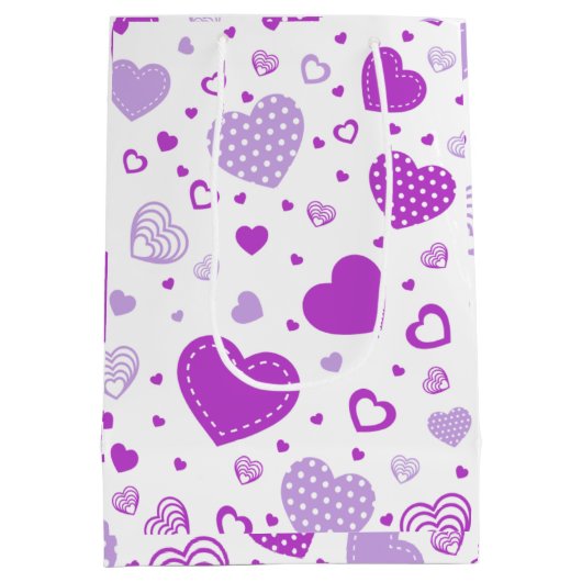 Paarse hart witte achtergrond medium cadeauzakje (Achterkant)