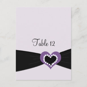 Paarse Hart Zwarte Lint Tafel Stoelkaart Briefkaart