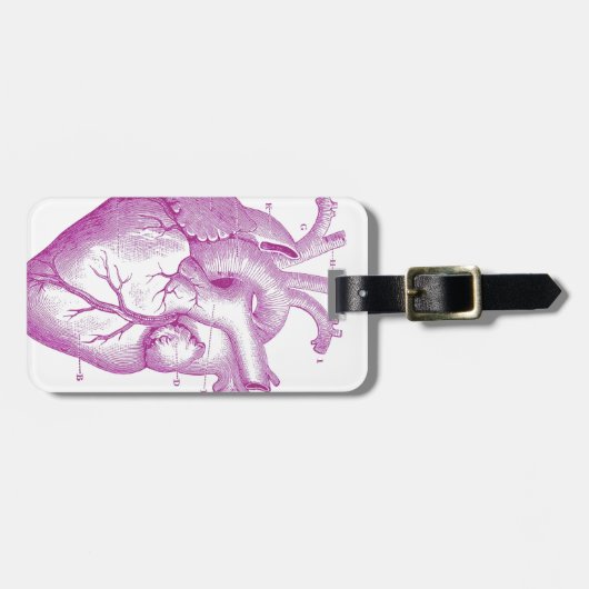 Paarse  hartanatomie bagagelabel (Voorkant horizontaal)