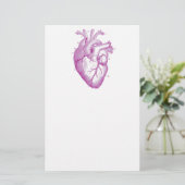 Paarse hartanatomie briefpapier (Staand voorkant)