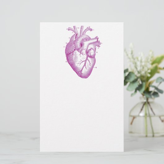Paarse  hartanatomie briefpapier (Staand voorkant)
