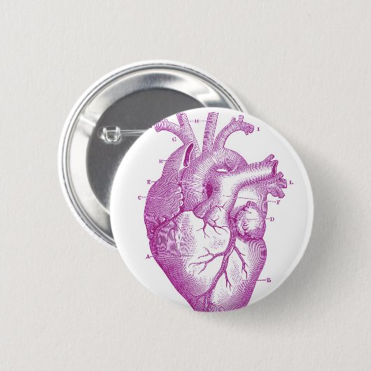 Paarse  hartanatomie ronde button 5,7 cm (Voorkant /achterkant)