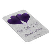 Paarse hartballonnen bewaren de datum magneet (Rechterzijde)