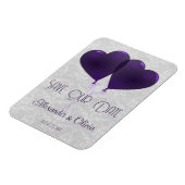 Paarse hartballonnen bewaren de datum magneet (Linkerzijde)