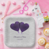 Paarse hartballonnen weduwschap Borden Papieren Bordje (Feest)