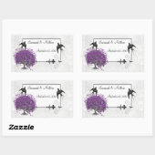 Paarse Hartblad Boom Bruiloften Rechthoekige Sticker (Vel)