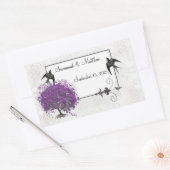 Paarse Hartblad Boom Bruiloften Rechthoekige Sticker (Envelop)