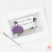 Paarse Hartblad Boom Bruiloften Rechthoekige Sticker (Envelop)