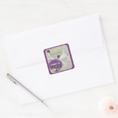 Paarse Hartblad Boom Bruiloften Vierkante Sticker (Envelop)