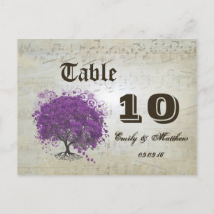 Paarse Hartblad Boom Tafel Nummer Briefkaart