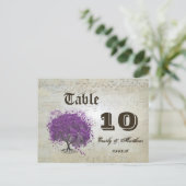 Paarse Hartblad Boom Tafel Nummer Briefkaart (Staand voorkant)