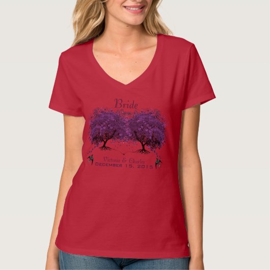 Paarse Hartblad Boom Trouw T-Shirts (Voorkant)