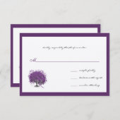 Paarse Hartblad Boomgrens Trouwkaart Uitnodiging (Voorkant / Achterkant)