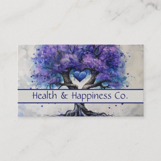 Paarse hartboom van het leven visitekaartje (Voorkant)