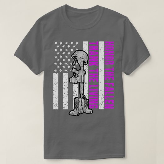 Paarse hartdag Militaire eerbetoon aan de slachtof T-shirt (Design voorkant)