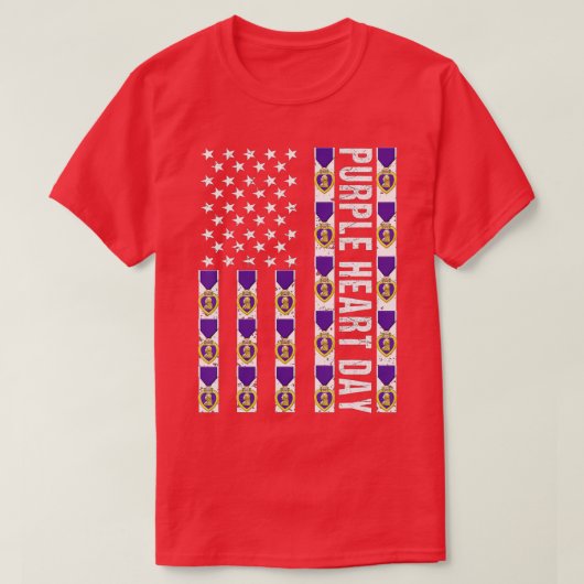 Paarse hartdag Militaire VS-vlag Paars Heart Med T-shirt (Design voorkant)