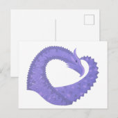 Paarse hartdraak op wit briefkaart (Voorkant / Achterkant)