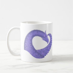 Paarse hartdraak op wit koffiemok