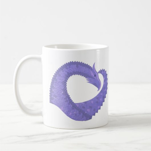 Paarse hartdraak op wit koffiemok (Links)