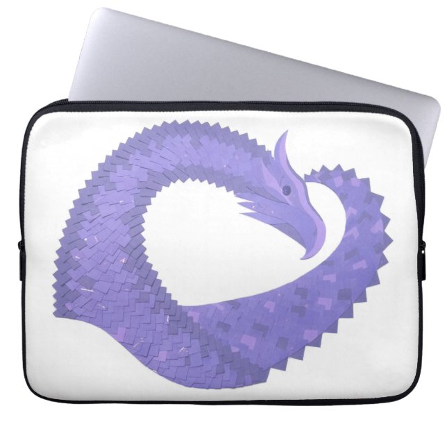 Paarse hartdraak op wit laptop sleeve (Voorkant)