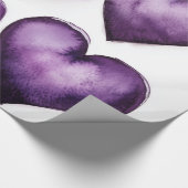 Paarse Harten Aquarel Digitale Kunst Cadeaupapier (Hoek)