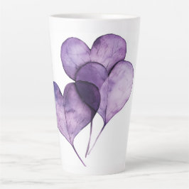 *Paarse Harten Aquarel Digitale Kunst Latte Mok