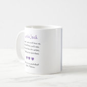 Paarse harten... ben je mijn godvaders gedicht fot koffiemok (Voorkant links)