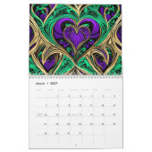 Paarse harten Bloemen & wervelingen Kalender (Mar 2027)