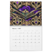 Paarse harten Bloemen & wervelingen Kalender (Feb 2027)