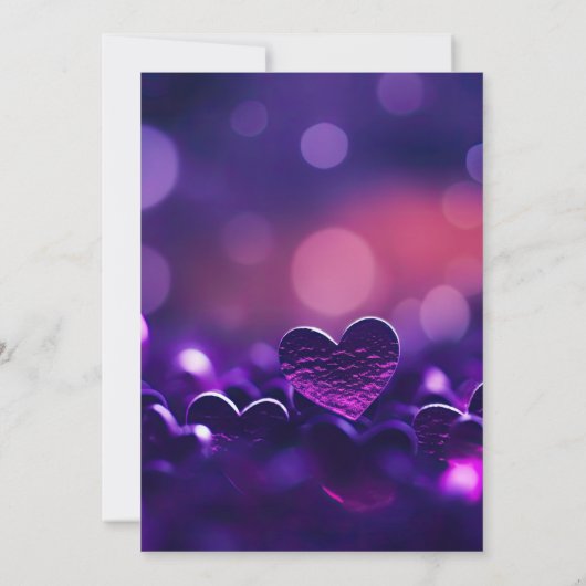 Paarse Harten Bokeh Bachelorette Party Kaart (Achterkant)