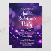 Paarse Harten Bokeh Bachelorette Party Kaart (Voorkant / Achterkant)