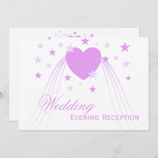 Paarse Harten bruiloft receptie Kaart (Voorkant / Achterkant)