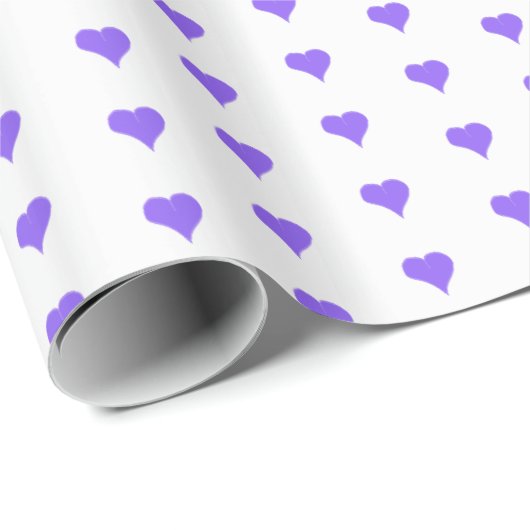 Paarse harten cadeaupapier (Rol Hoek)