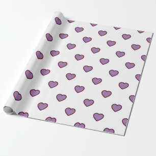 Paarse harten cadeaupapier